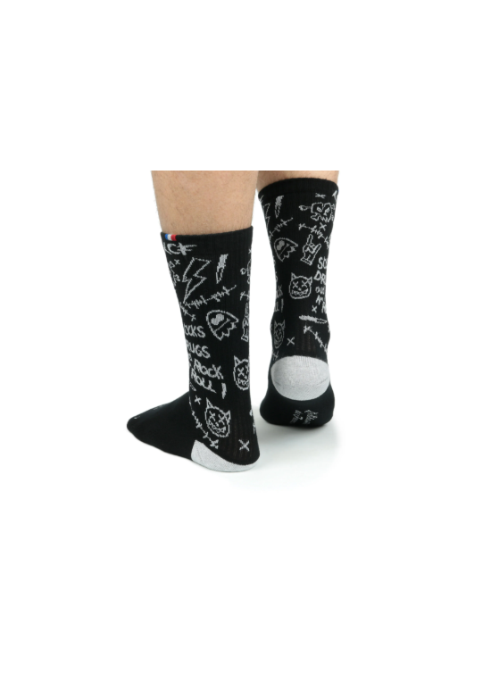 LCF CHAUSSETTES Tennis Graffiti Noir M