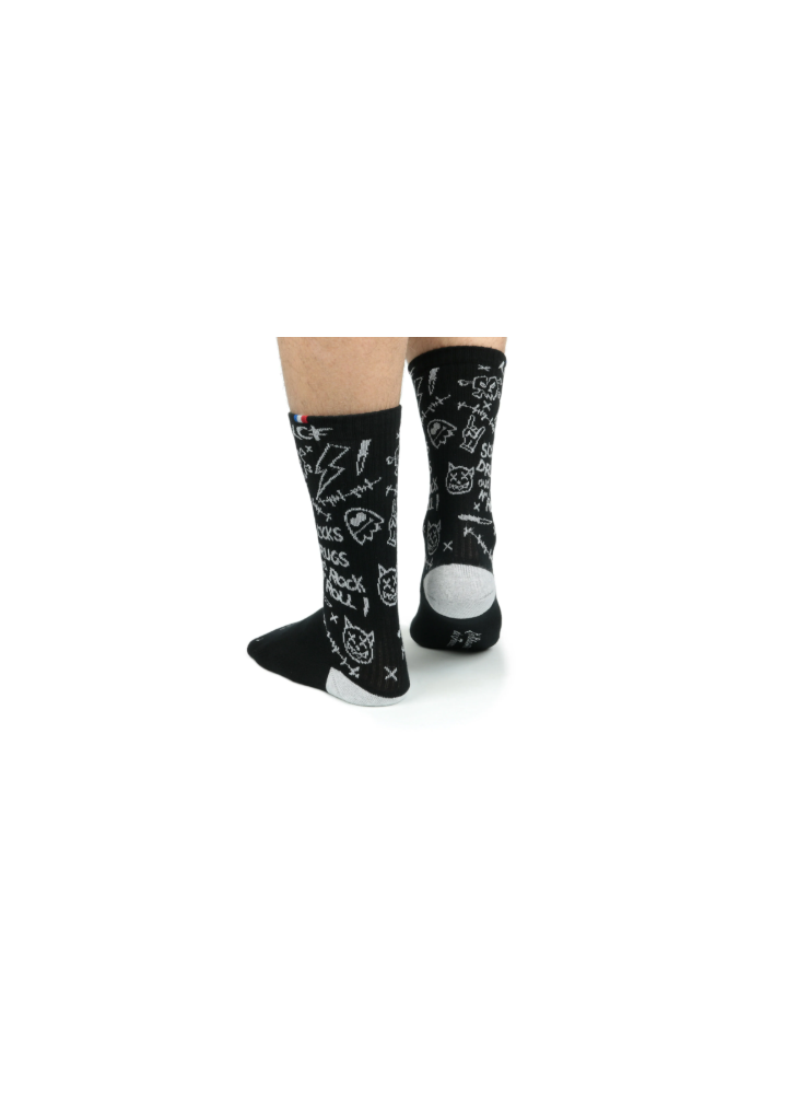 LCF CHAUSSETTES Tennis Graffiti Noir M