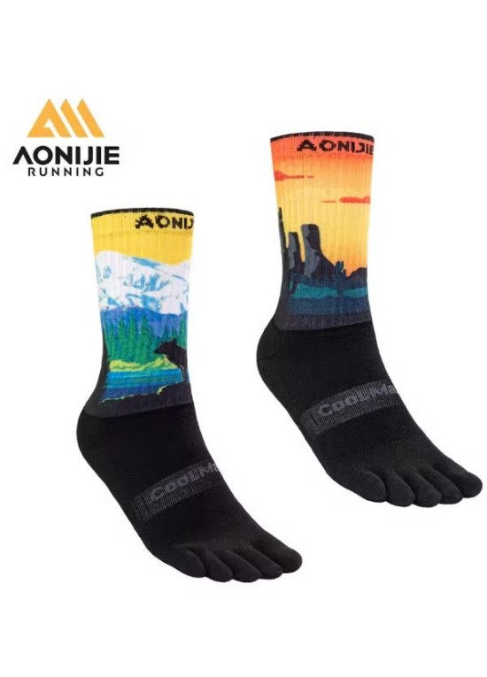 AONIJIE Paire de chaussettes longues à cinq orteils