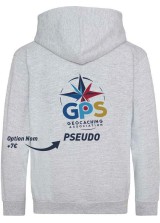 SWEAT À CAPUCHE COEUR+DOS GPS GEOCACHING UNISEXE