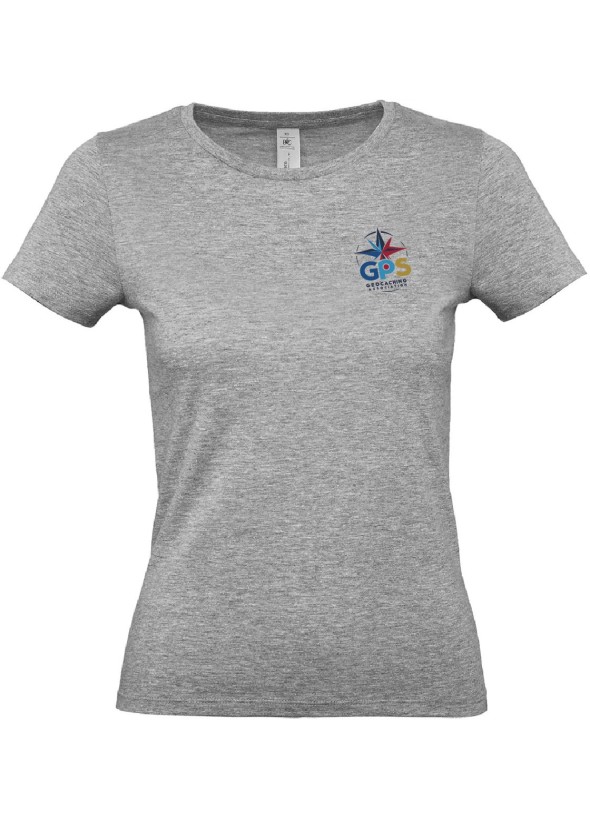 T-SHIRT FLOCAGE COEUR GPS GEOCACHING FEMME