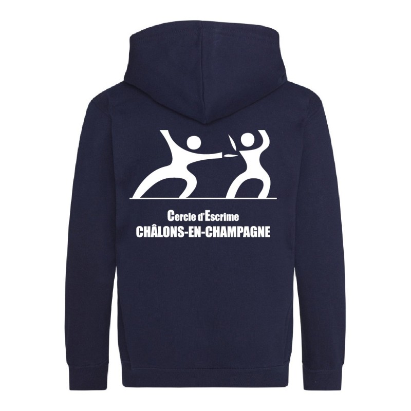 VESTE ZIPÉE FLOCAGE COEUR + DOS ENFANTS CERCLE D'ESCRIME CHÂLONS