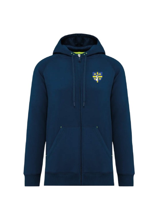 VESTE À CAPUCHE ZIPÉE ADULTE FLOCAGE COEUR + POMPIER CHALONS DOS ADULTES SDIS 51