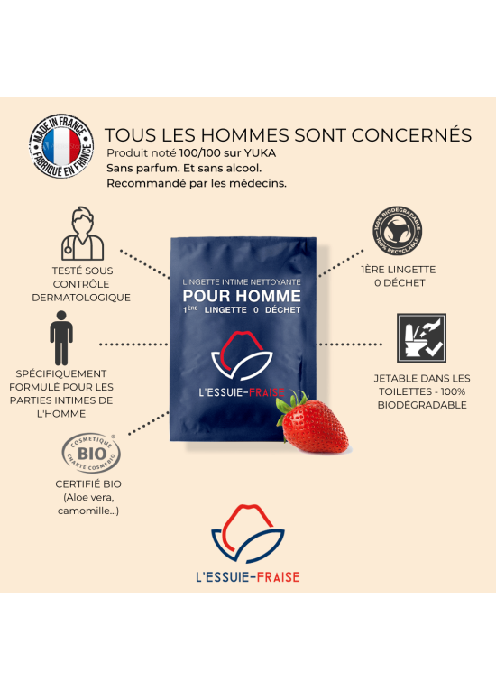 LINGETTES INTIMES FRAISE HOMMES