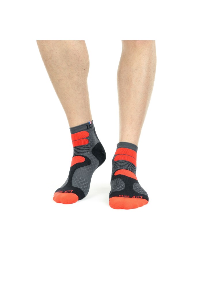 LCF CHAUSSETTES NEPAL GRIS/ROUGE FLUO