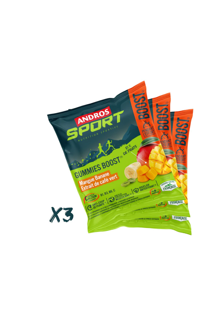 ANDROS SPORT GUMMIES BOOST MANGUE BANANE CAFÉ VERT 30G